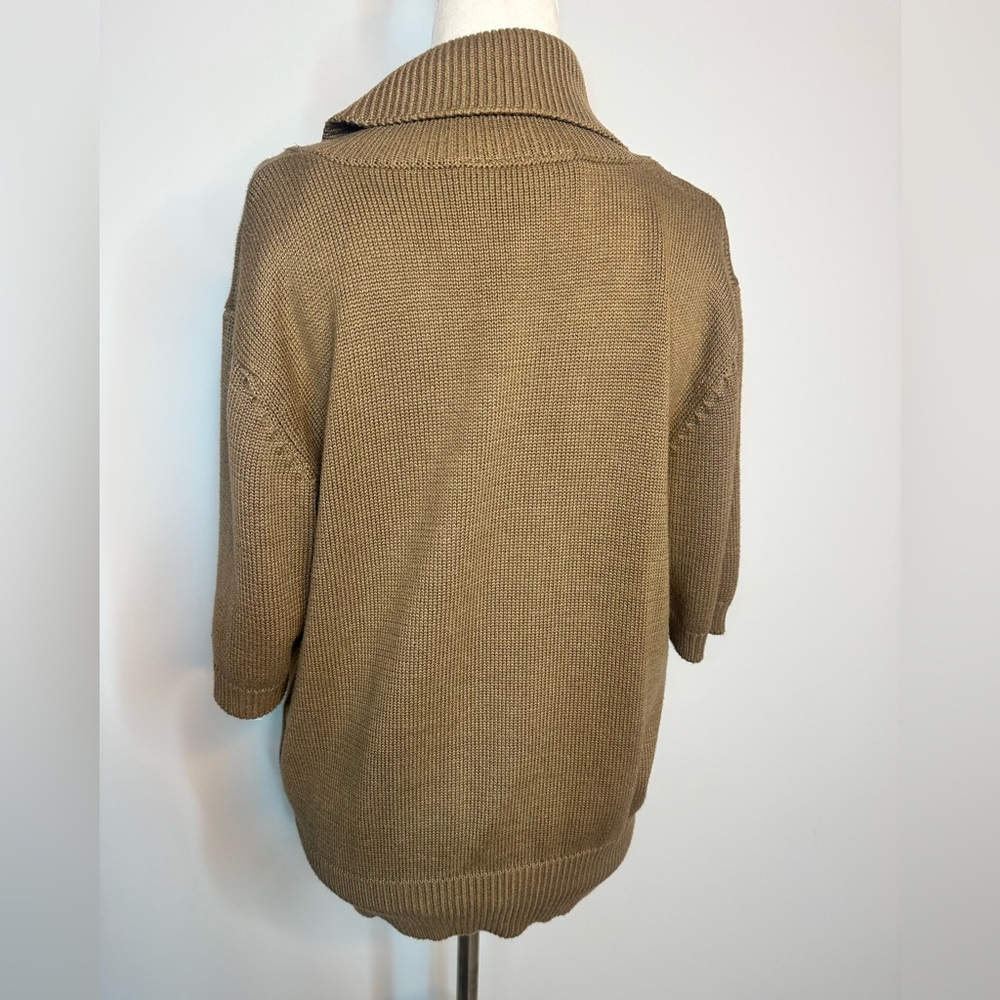 Sz S Vintage Collections Internationale Tan Sweater Gold buttons double breasted - Picture 4 of 5